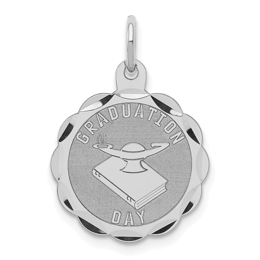 Million Charms 925 Sterling Silver Rhodium-Plated Graduation Day Disc Charm