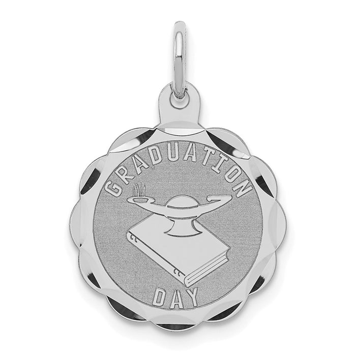 Million Charms 925 Sterling Silver Rhodium-Plated Graduation Day Disc Charm