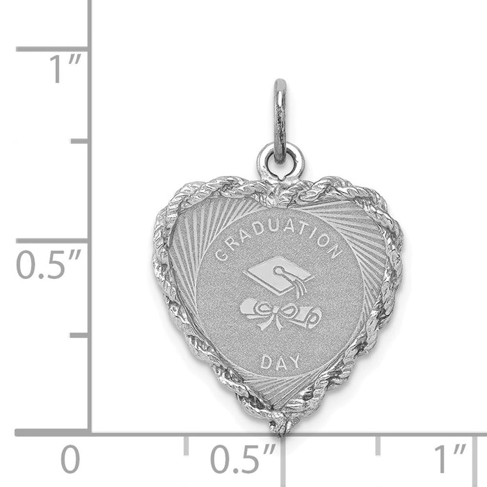 Million Charms 925 Sterling Silver Rhodium-Plated Graduation Cap & Diploma Disc Charm