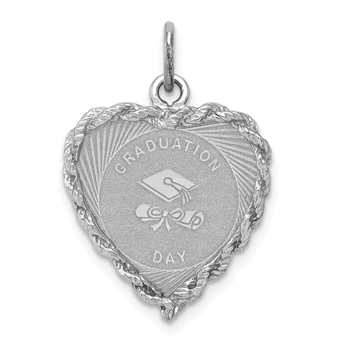 Million Charms 925 Sterling Silver Rhodium-Plated Graduation Cap & Diploma Disc Charm