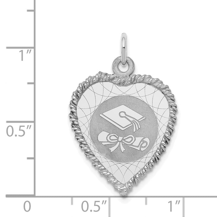 Million Charms 925 Sterling Silver Rhodium-Plated Graduation Cap & Diploma Disc Charm