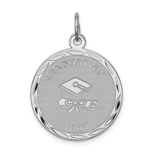 Million Charms 925 Sterling Silver Rhodium-Plated Graduation Day Disc Charm