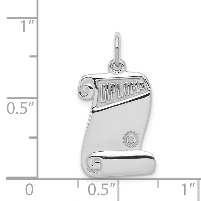 Million Charms 925 Sterling Silver Rhodium-Plated Diploma Charm