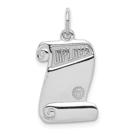 Million Charms 925 Sterling Silver Rhodium-Plated Diploma Charm