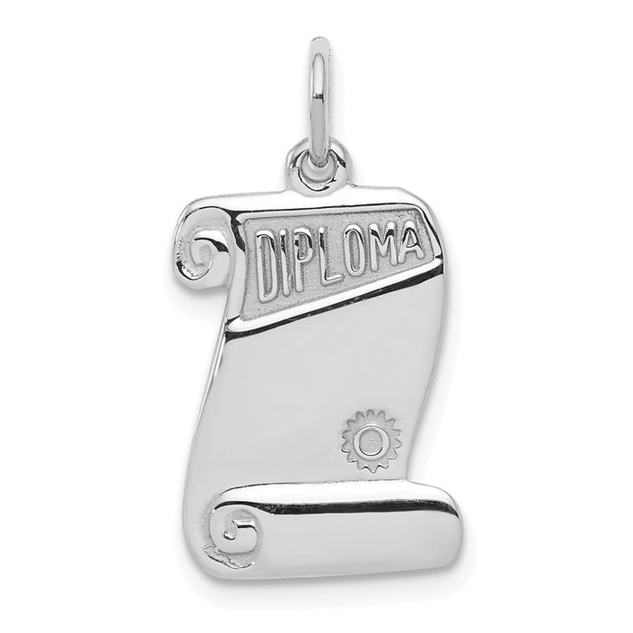 Million Charms 925 Sterling Silver Rhodium-Plated Diploma Charm