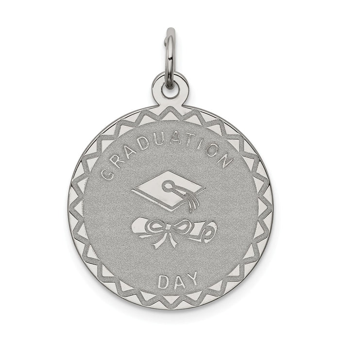 Million Charms 925 Sterling Silver Rhodium-Plated Graduation Day Disc Charm