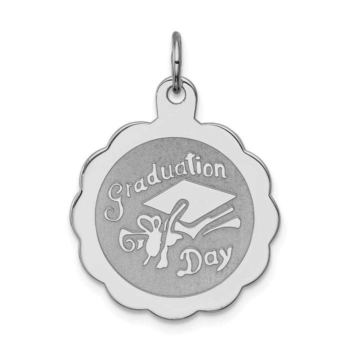 Million Charms 925 Sterling Silver Rhodium-Plated Graduation Day Disc Charm