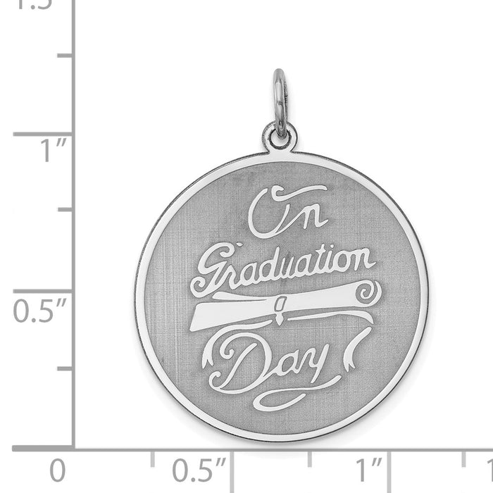 Million Charms 925 Sterling Silver Rhodium-Plated On Graduation Day Disc Charm