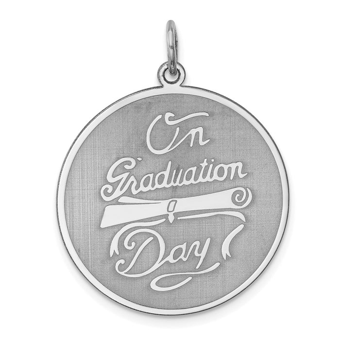 Million Charms 925 Sterling Silver Rhodium-Plated On Graduation Day Disc Charm