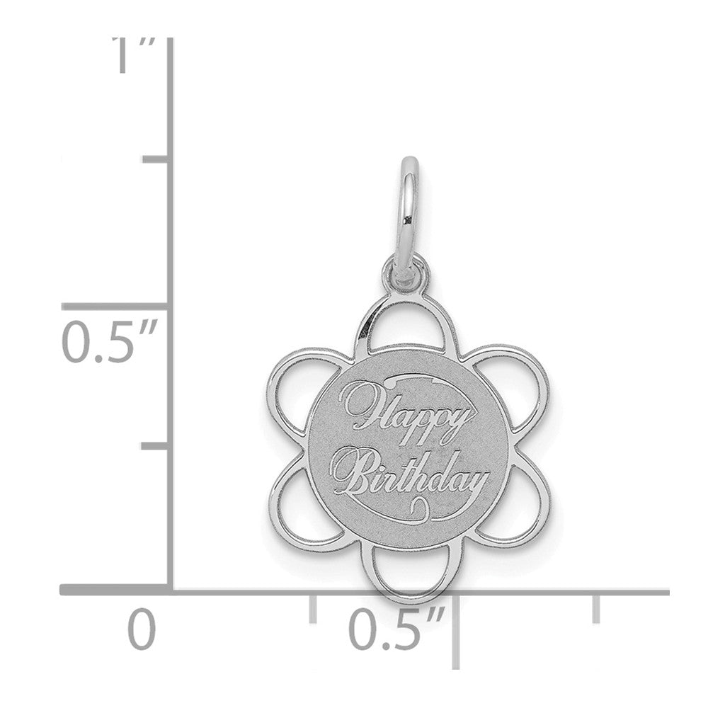 Million Charms 925 Sterling Silver Rhodium-Plated Happy Birthday Disc Charm