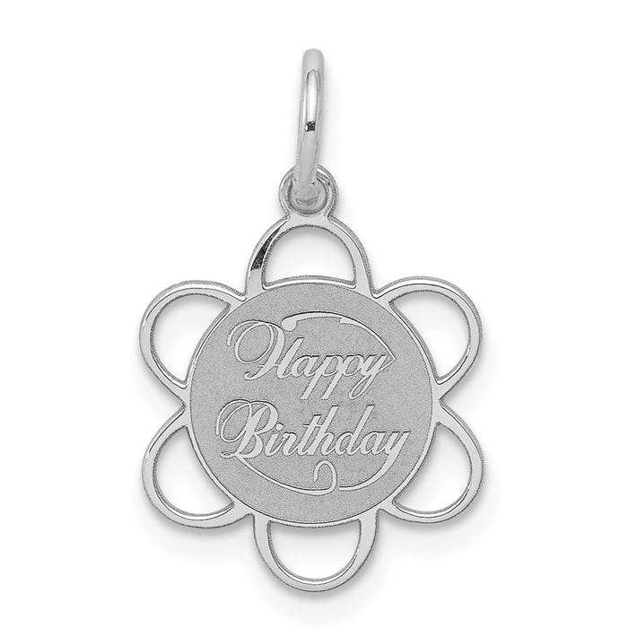 Million Charms 925 Sterling Silver Rhodium-Plated Happy Birthday Disc Charm