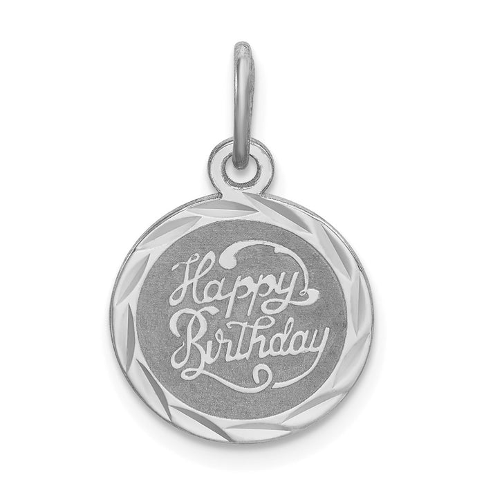 Million Charms 925 Sterling Silver Rhodium-Plated Happy Birthday Disc Charm