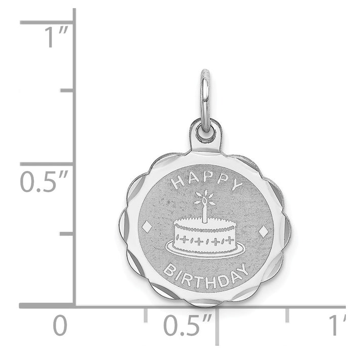 Million Charms 925 Sterling Silver Rhodium-Plated Happy Birthday Disc Charm