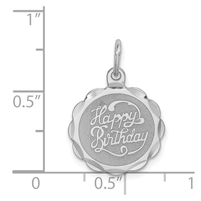 Million Charms 925 Sterling Silver Rhodium-Plated Happy Birthday Disc Charm