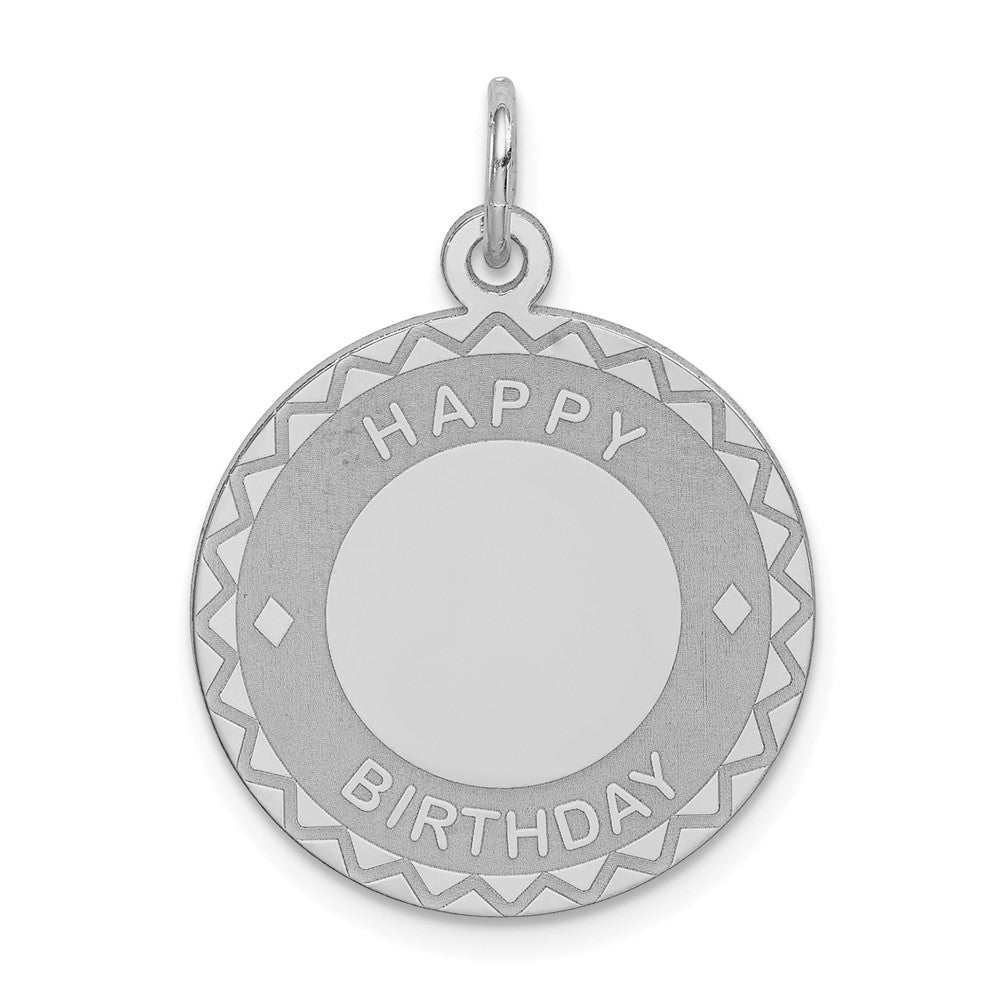 Million Charms 925 Sterling Silver Rhodium-Plated Happy Birthday Disc Charm