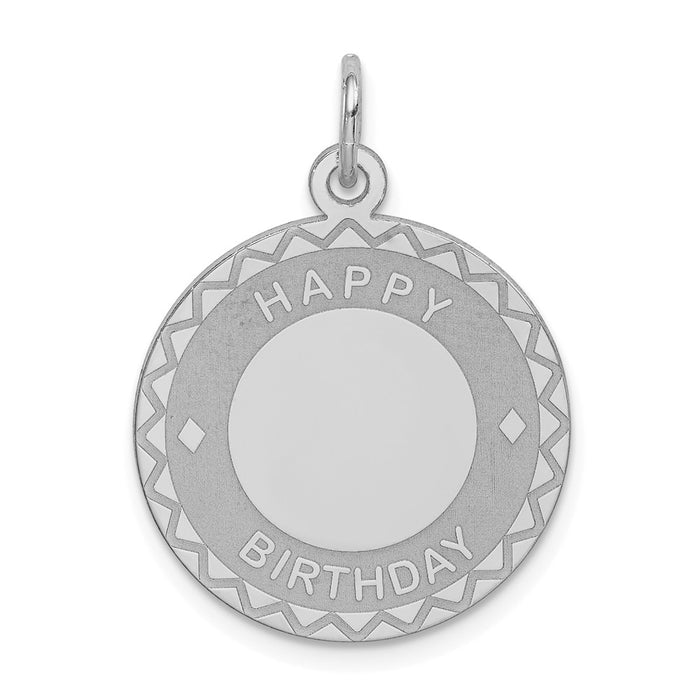 Million Charms 925 Sterling Silver Rhodium-Plated Happy Birthday Disc Charm