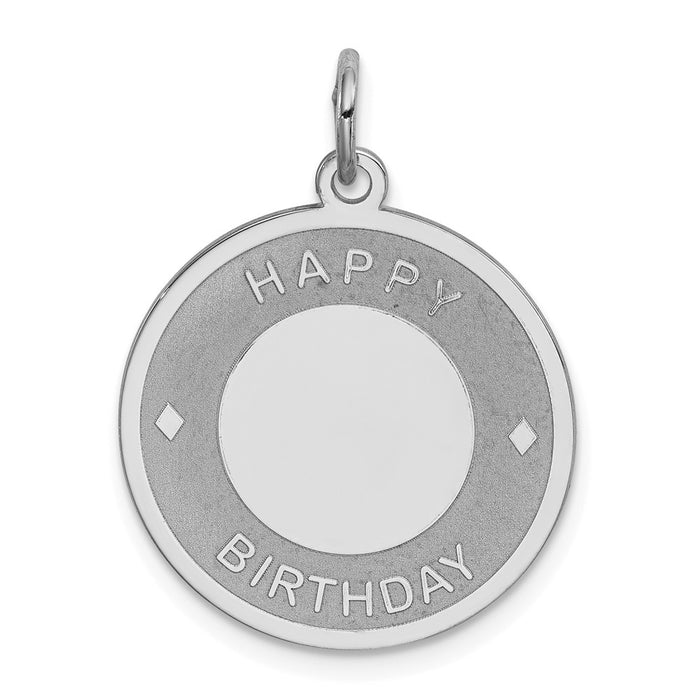 Million Charms 925 Sterling Silver Rhodium-Plated Happy Birthday Disc Charm