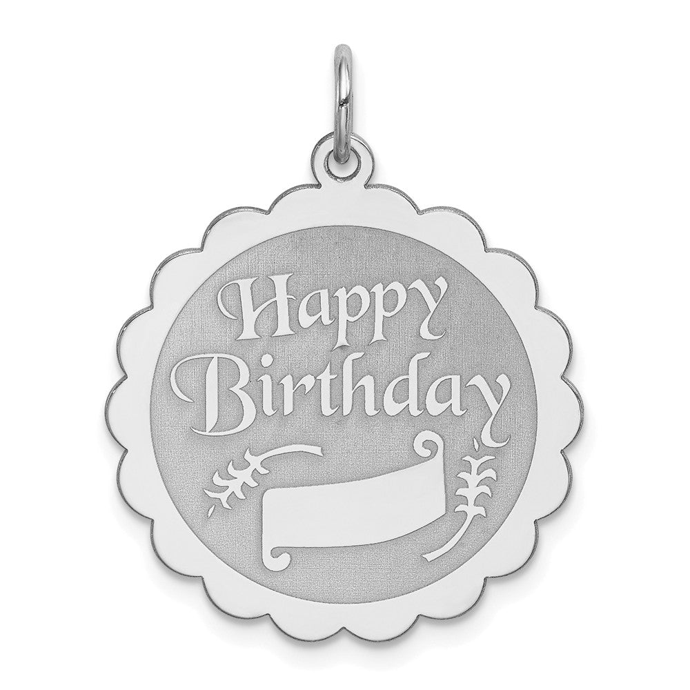 Million Charms 925 Sterling Silver Rhodium-Plated Happy Birthday Disc Charm