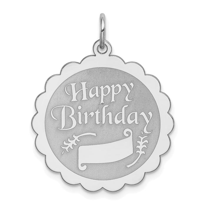 Million Charms 925 Sterling Silver Rhodium-Plated Happy Birthday Disc Charm