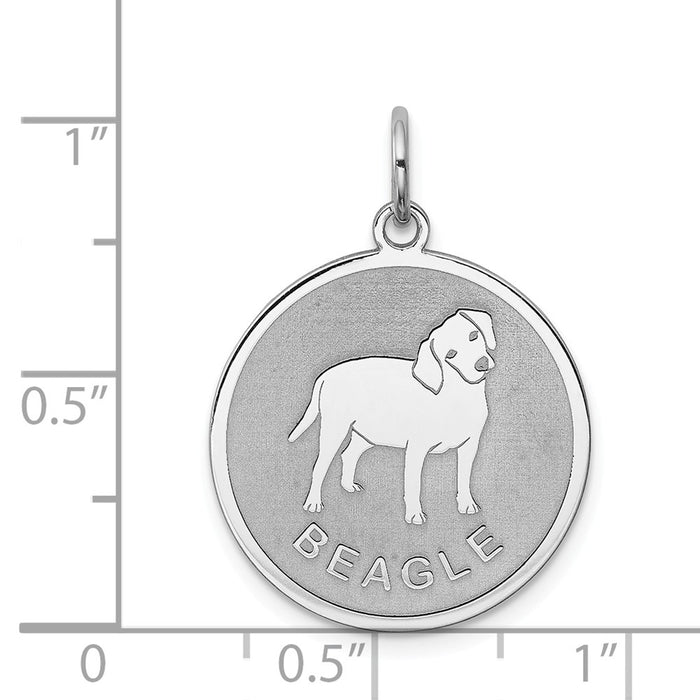 Million Charms 925 Sterling Silver Rhodium-Plated Beagle Disc Charm