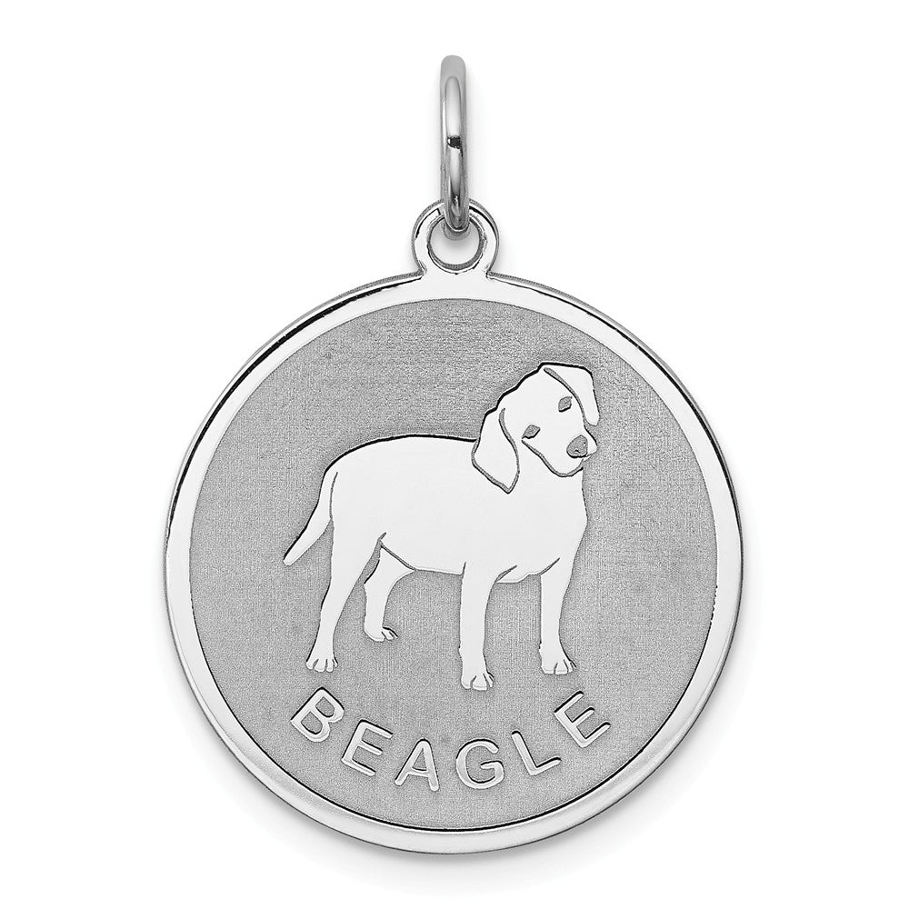 Million Charms 925 Sterling Silver Rhodium-Plated Beagle Disc Charm