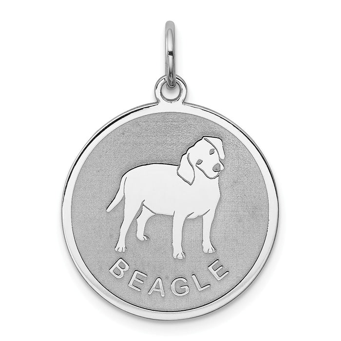 Million Charms 925 Sterling Silver Rhodium-Plated Beagle Disc Charm