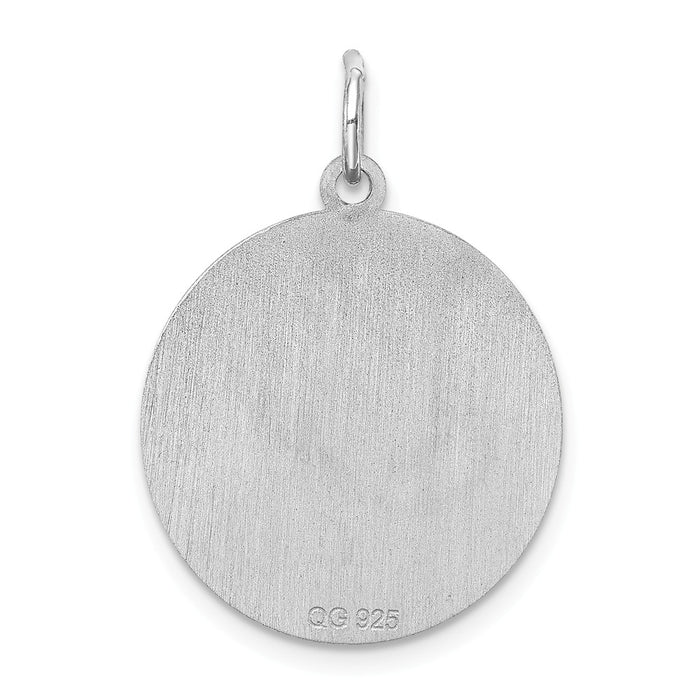 Million Charms 925 Sterling Silver Rhodium-Plated Religious Saint Bernard Disc Charm