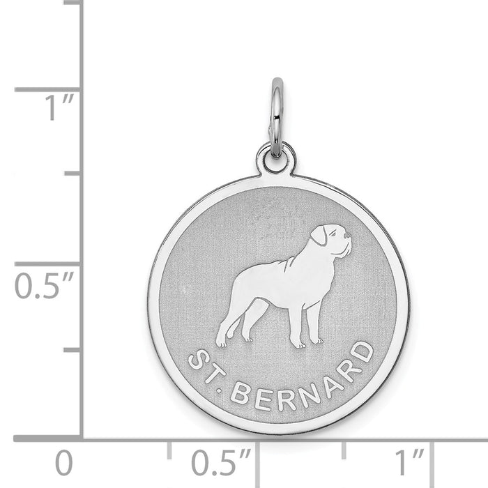 Million Charms 925 Sterling Silver Rhodium-Plated Religious Saint Bernard Disc Charm