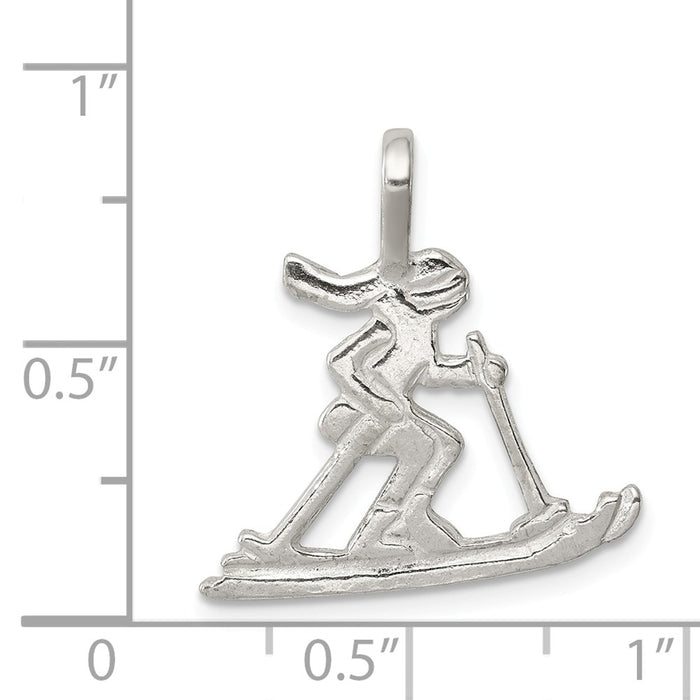 Million Charms 925 Sterling Silver Skier Pendant