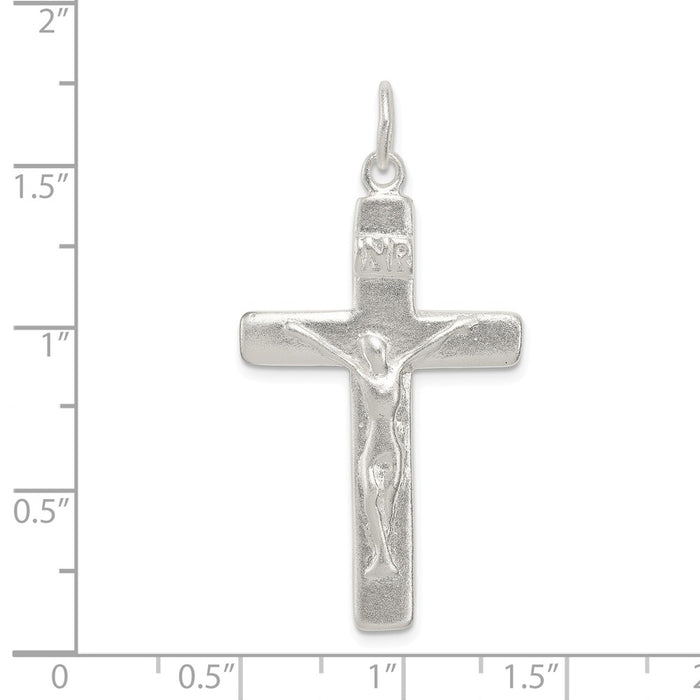 Million Charms 925 Sterling Silver Satin Inri Relgious Crucifix Pendant