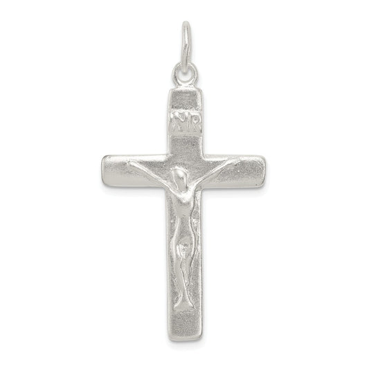 Million Charms 925 Sterling Silver Satin Inri Relgious Crucifix Pendant