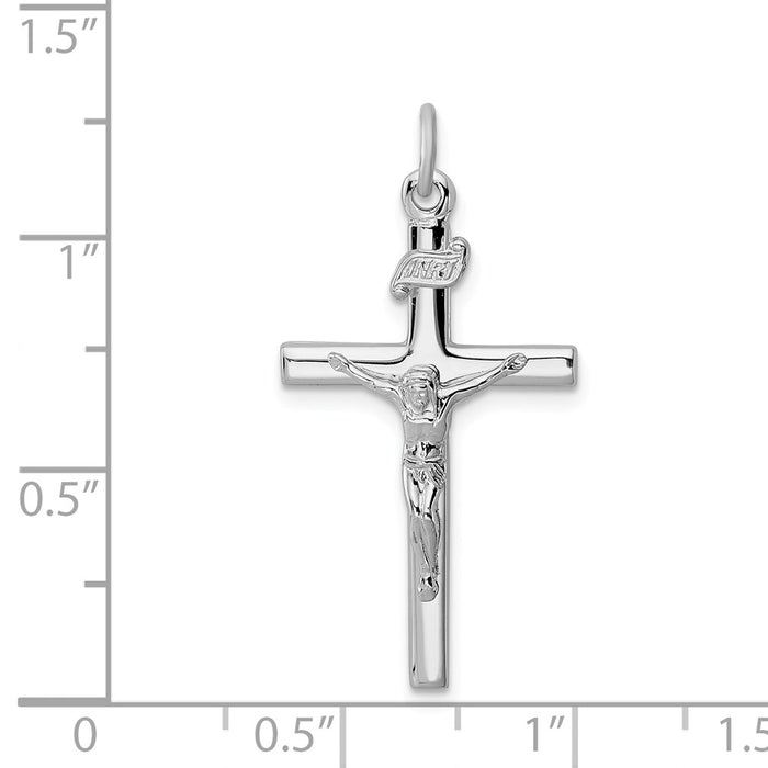 Million Charms 925 Sterling Silver Rhodium-Plated Inri Relgious Crucifix Pendant