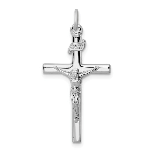 Million Charms 925 Sterling Silver Rhodium-Plated Inri Relgious Crucifix Pendant