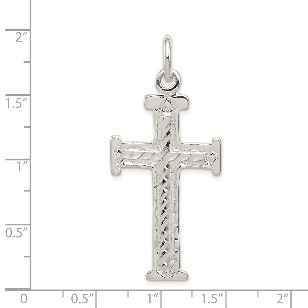 Million Charms 925 Sterling Silver Diamond -Cut Relgious Cross Pendant