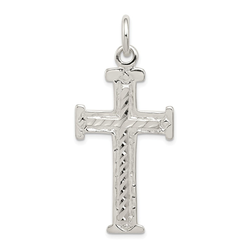 Million Charms 925 Sterling Silver Diamond -Cut Relgious Cross Pendant