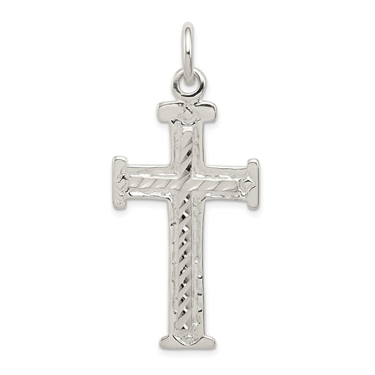 Million Charms 925 Sterling Silver Diamond -Cut Relgious Cross Pendant