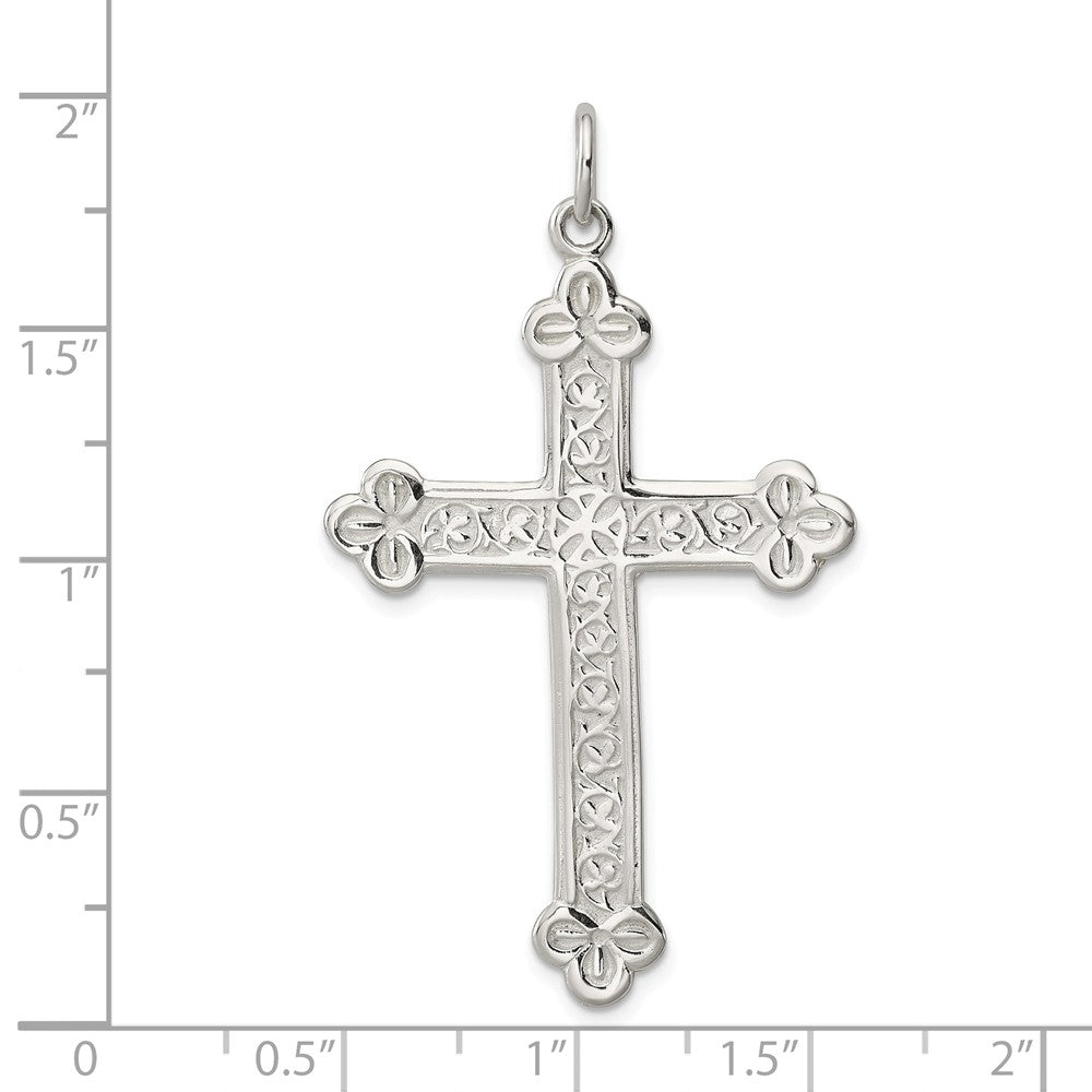 Million Charms 925 Sterling Silver Budded Relgious Cross Pendant
