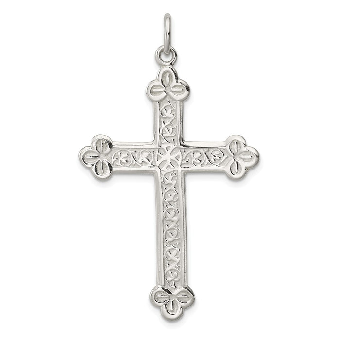Million Charms 925 Sterling Silver Budded Relgious Cross Pendant
