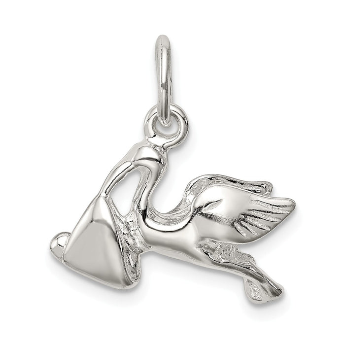Million Charms 925 Sterling Silver Stork With Baby Charm