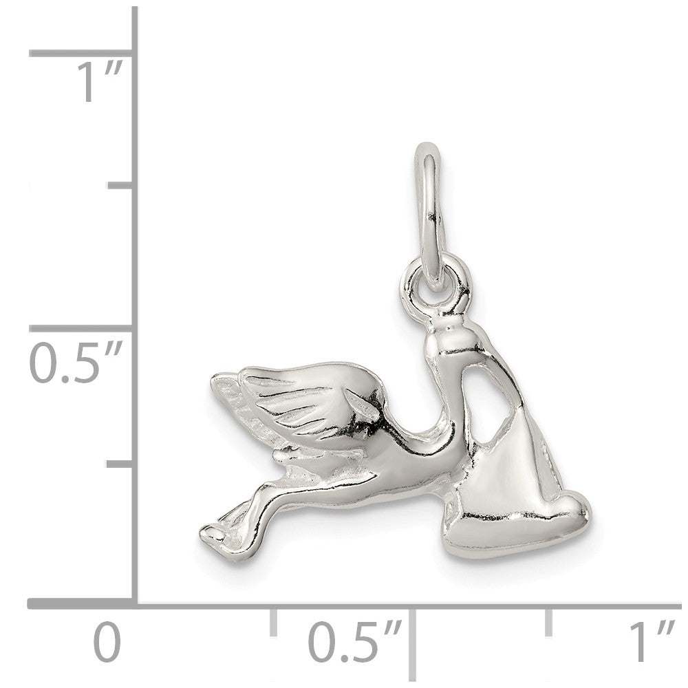 Million Charms 925 Sterling Silver Stork With Baby Charm