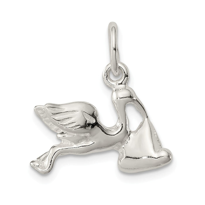 Million Charms 925 Sterling Silver Stork With Baby Charm