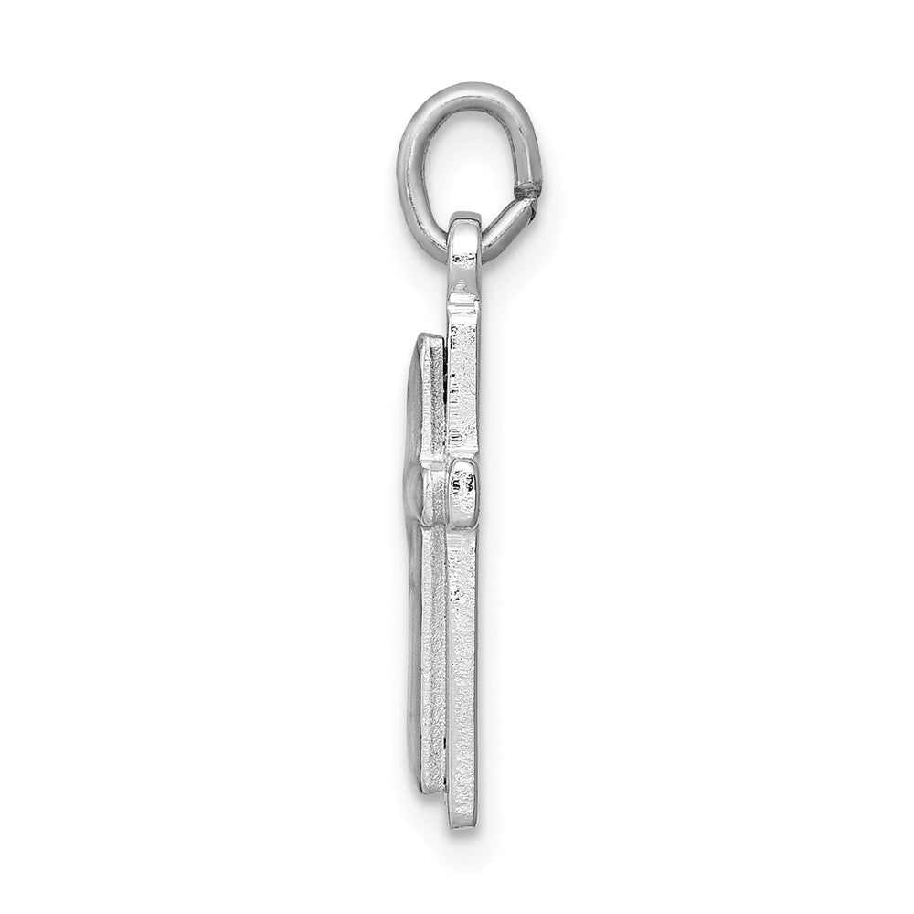 Million Charms 925 Sterling Silver Rhodium-Plated Enameled Relgious Cross Charm