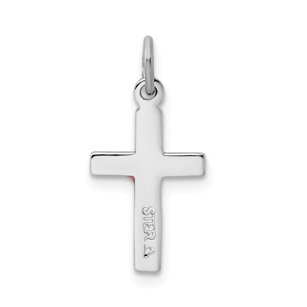 Million Charms 925 Sterling Silver Rhodium-Plated Enameled Relgious Cross Charm