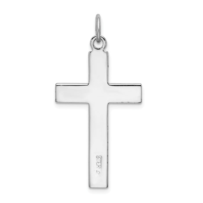 Million Charms 925 Sterling Silver Rhodium-Plated Satin & Polished Relgious Cross Pendant