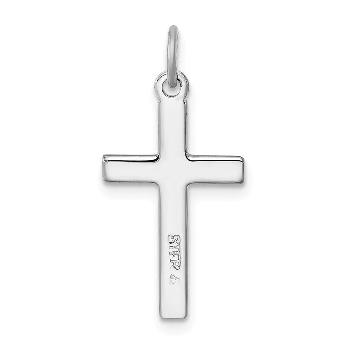Million Charms 925 Sterling Silver Rhodium-Plated Heart Relgious Cross Charm