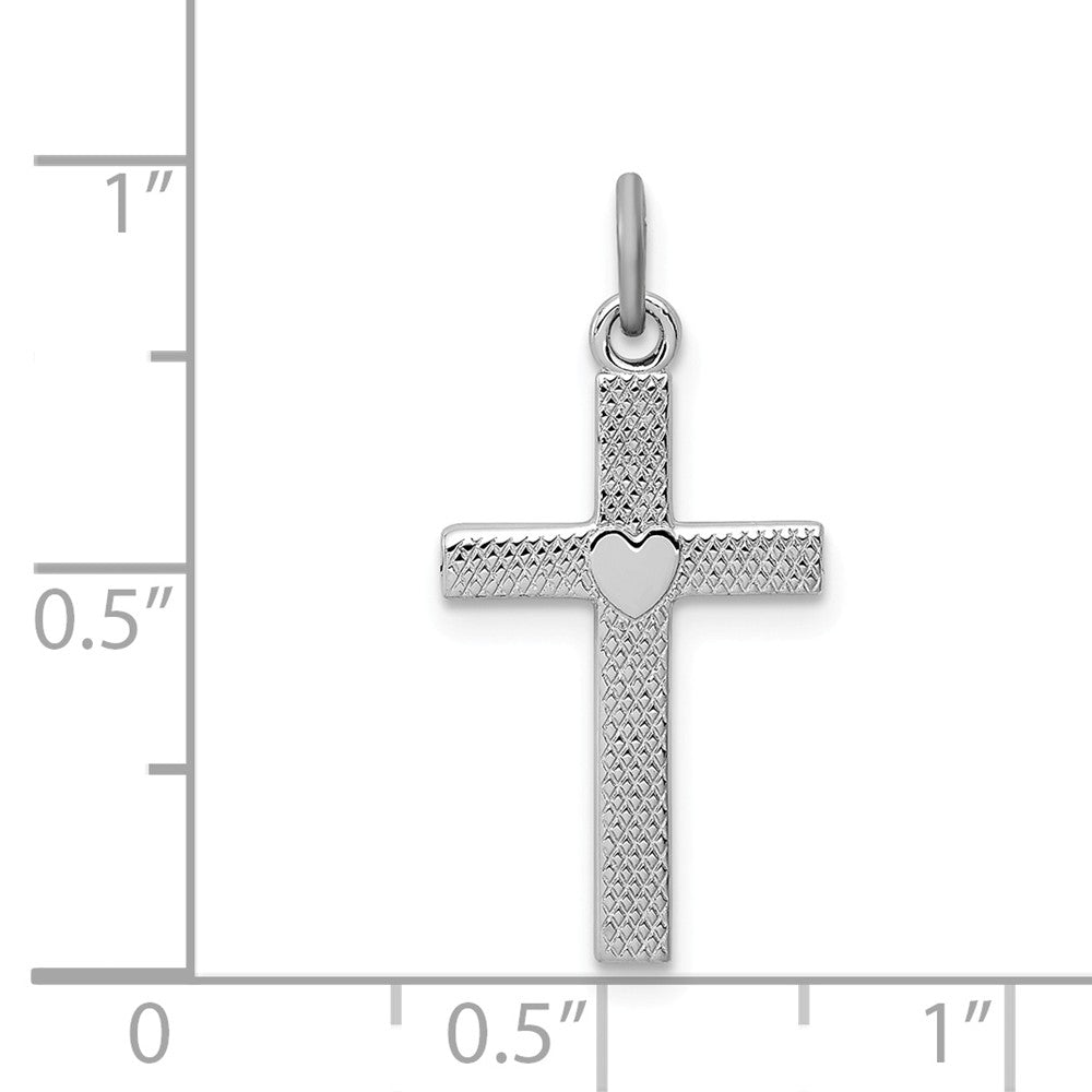 Million Charms 925 Sterling Silver Rhodium-Plated Heart Relgious Cross Charm