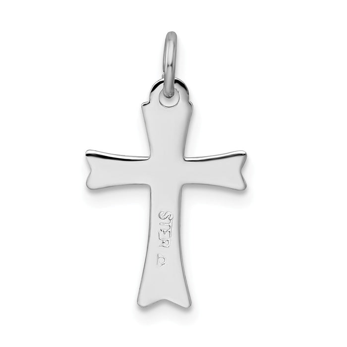 Million Charms 925 Sterling Silver Rhodium-Plated Black Enameled Relgious Cross Charm