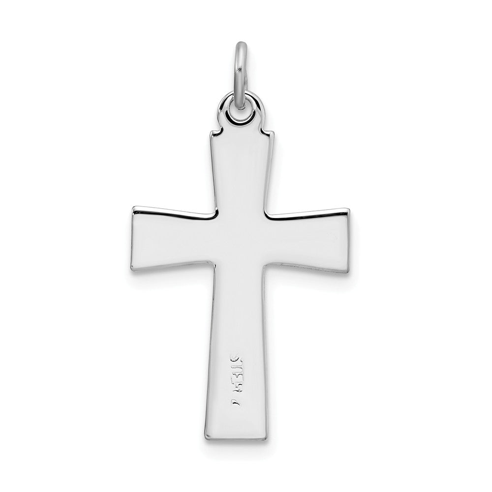 Million Charms 925 Sterling Silver Rhodium-Plated Enameled Latin Relgious Cross Charm