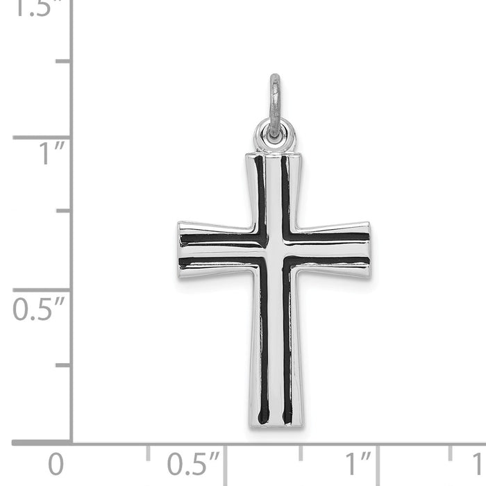 Million Charms 925 Sterling Silver Rhodium-Plated Enameled Latin Relgious Cross Charm