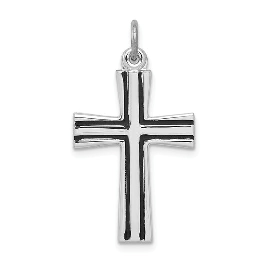Million Charms 925 Sterling Silver Rhodium-Plated Enameled Latin Relgious Cross Charm